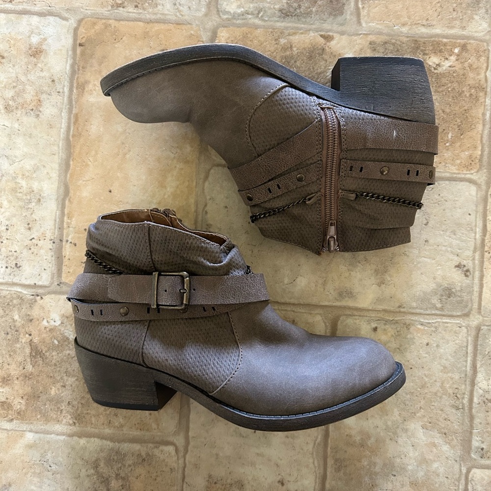Brown Ankle Boots with Buckle Detail